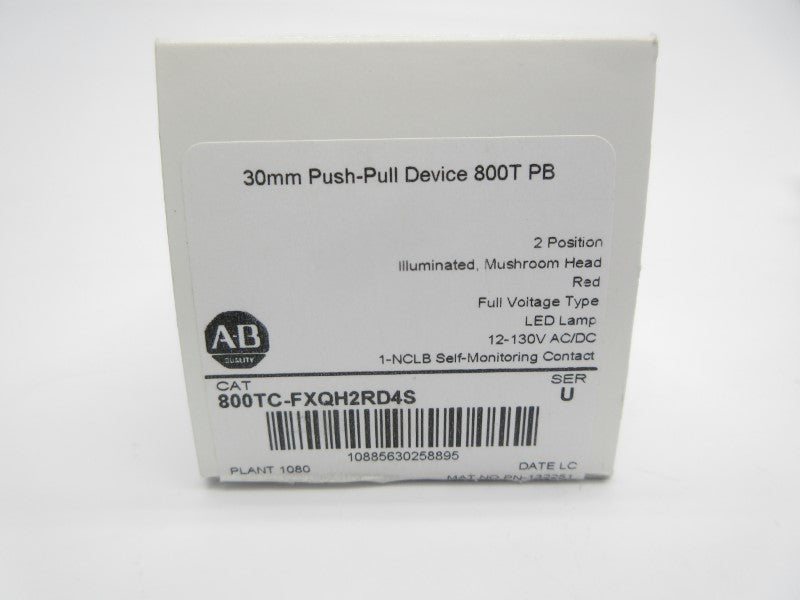 ALLEN BRADLEY 800TC-FXQH2RD4S SER. U 12-130VAC/DC (WH) NSMP