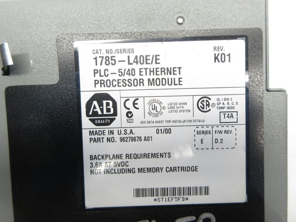 ALLEN BRADLEY 1785-L40E SER. E F/W D.2 (NO KEY) UNMP