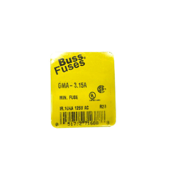 BUSSMANN GMA-3.15A 125VAC 3.15A (PKG OF 5) NSFS