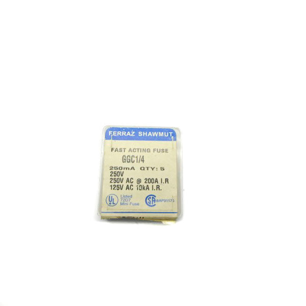 FERRAZ SHAWMUT GGC1/4 250VAC 1/4A (PKG OF 5) NSFS