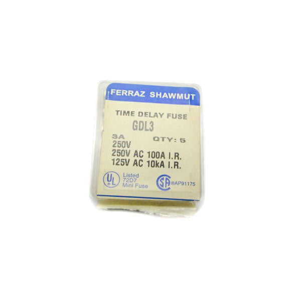 FERRAZ SHAWMUT GDL3 250VAC 3A (PKG OF 5) NSFS