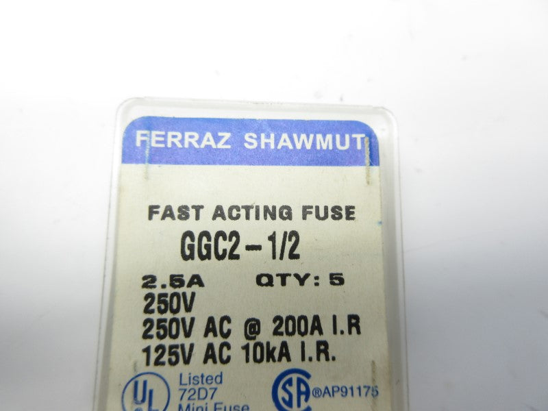 FERRAZ SHAWMUT GGC2-1/2 250VAC 2-1/2A (PKG OF 5) NSFS