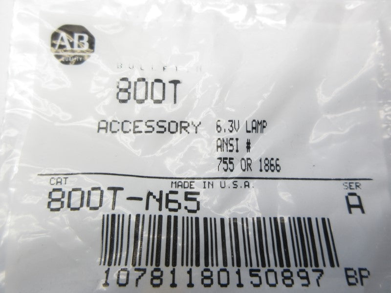 ALLEN BRADLEY 800T-N65 SER. A 6.3V NSMP