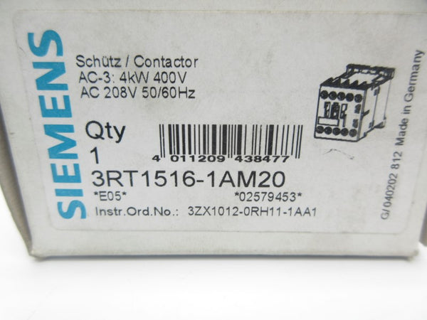 SIEMENS 3RT1516-1AM20 208VAC NSMP