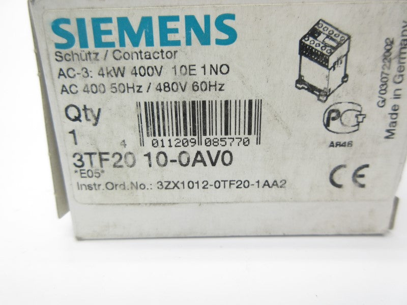 SIEMENS 3TF2010-0AV0 480V NSMP