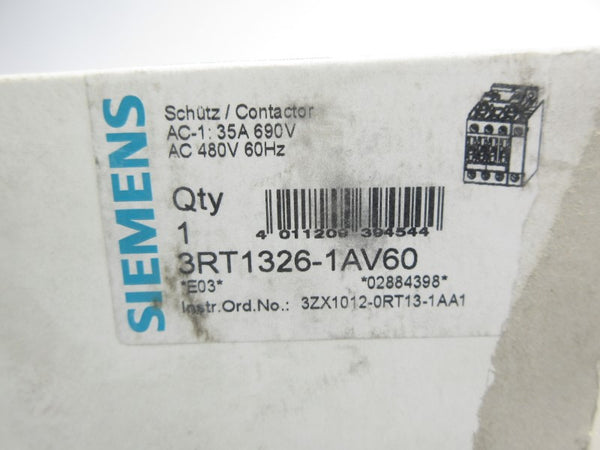 SIEMENS 3RT1326-1AV60 480VAC 35A NSMP