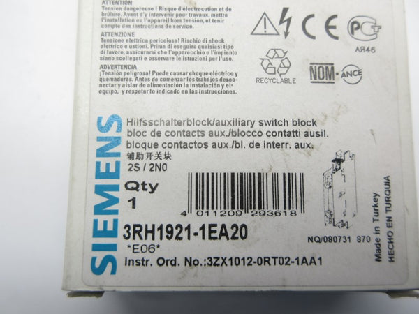 SIEMENS 3RH1921-1EA20 NSMP