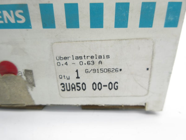 SIEMENS 3UA5000-0G 600VAC 0.4-0.63A NSMP