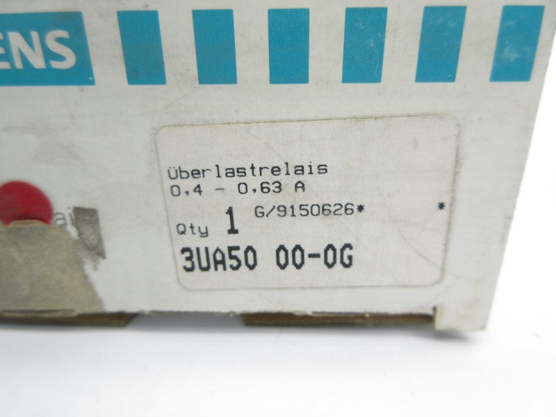 SIEMENS 3UA5000-0G 600VAC 0.4-0.63A NSMP