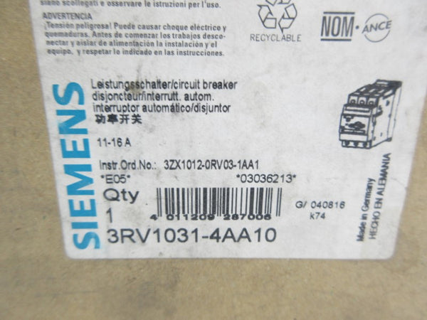 SIEMENS 3RV1031-4AA10 11-16A NSMP