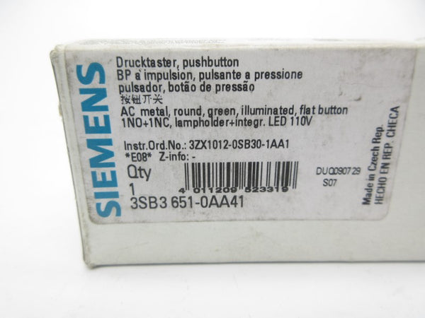 SIEMENS 3SB3651-0AA41 110V NSMP