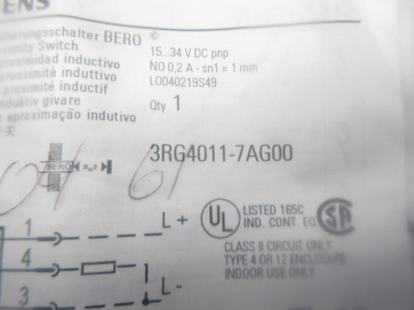 SIEMENS 3RG4011-7AG00 15-34VDC NSMP