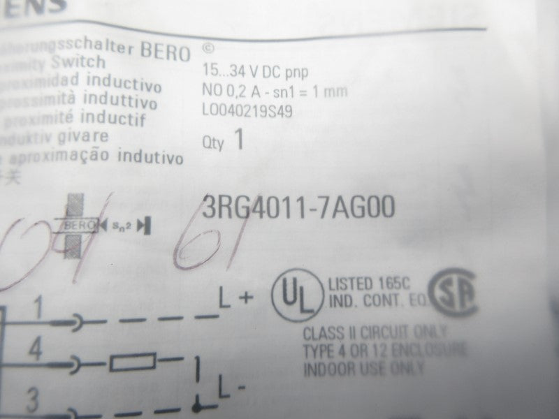 SIEMENS 3RG4011-7AG00 15-34VDC NSMP