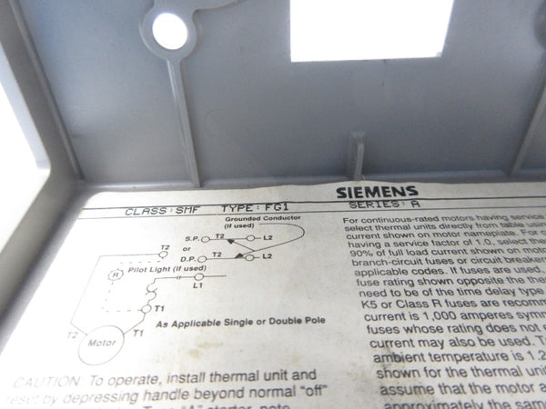 SIEMENS SMFFG1 SER. A (AS PICTURED) NSNP