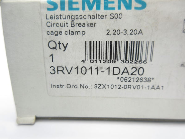 SIEMENS 3RV1011-1DA20 2.20-3.20A NSMP
