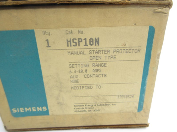 SIEMENS MSP10N 600V 6.3-10.0A NSMP