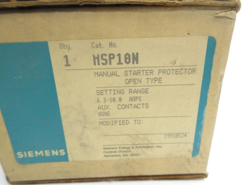 SIEMENS MSP10N 600V 6.3-10.0A NSMP
