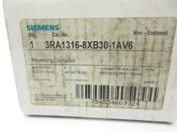 SIEMENS 3RA1316-8XB30-1AV6 480VAC 9A NSMP