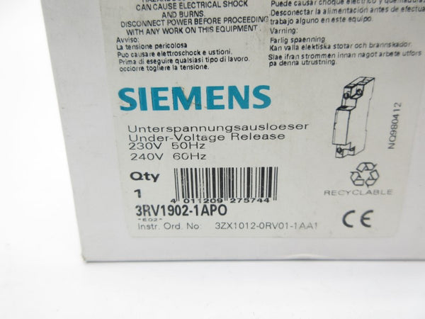 SIEMENS 3RV1902-1APO 230/240V NSMP