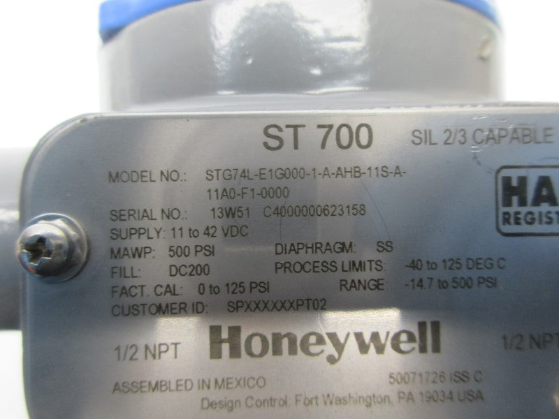 HONEYWELL STG74L-E1G000-1-A-AHB-11S-A-11A0-F1-0000 11-42VDC 500PSI NSNP