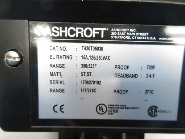 ASHCROFT T420T05030 125/250VAC 15A 350/525'F NSNP