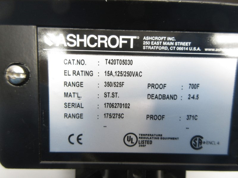 ASHCROFT T420T05030 125/250VAC 15A 350/525'F NSNP
