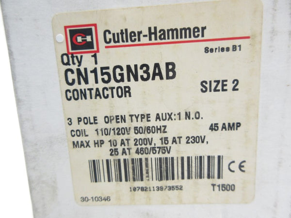 CUTLER HAMMER CN15GN3AB SER. B1 110/120V 45A NSMP
