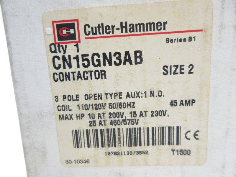 CUTLER HAMMER CN15GN3AB SER. B1 110/120V 45A NSMP