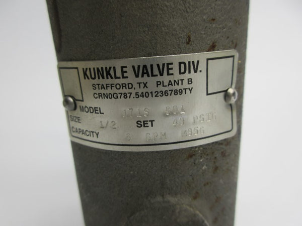KUNKLE VALVE 171SC01 40PSI 1/2" NSNP