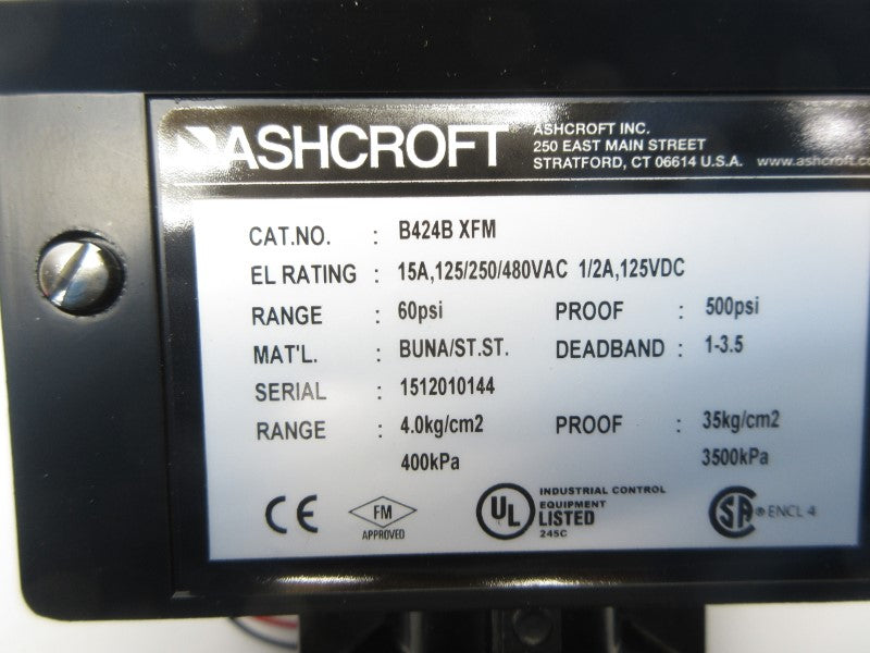 ASHCROFT B424BXFM 480VAC 15A 60PSI NSNP