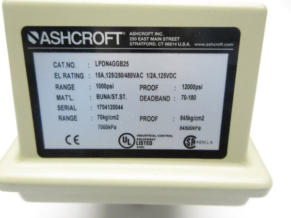 ASHCROFT LPDN4GGB25 480VAC 15A 1000PSI NSNP