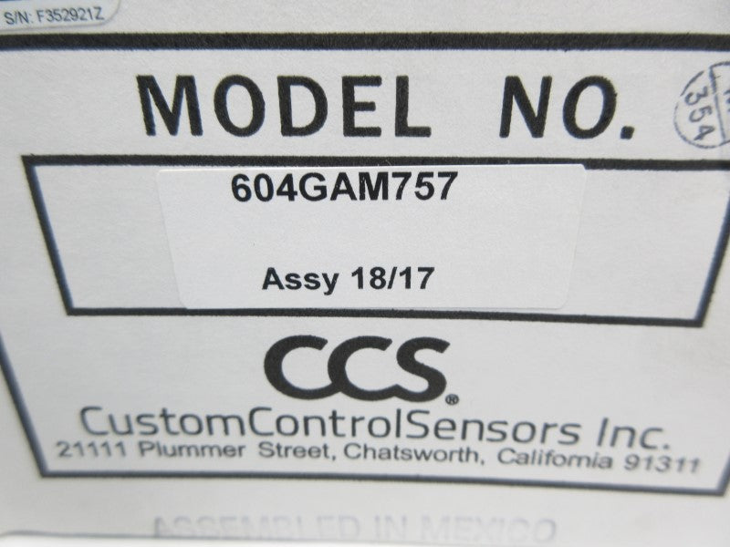 CCS 604GAM757 125/250VAC 5A 750PSI NSMP