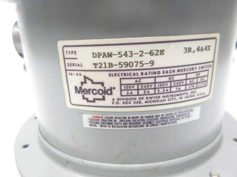 MERCOID DPAW-543-2-62E 240VAC 2A UNMP