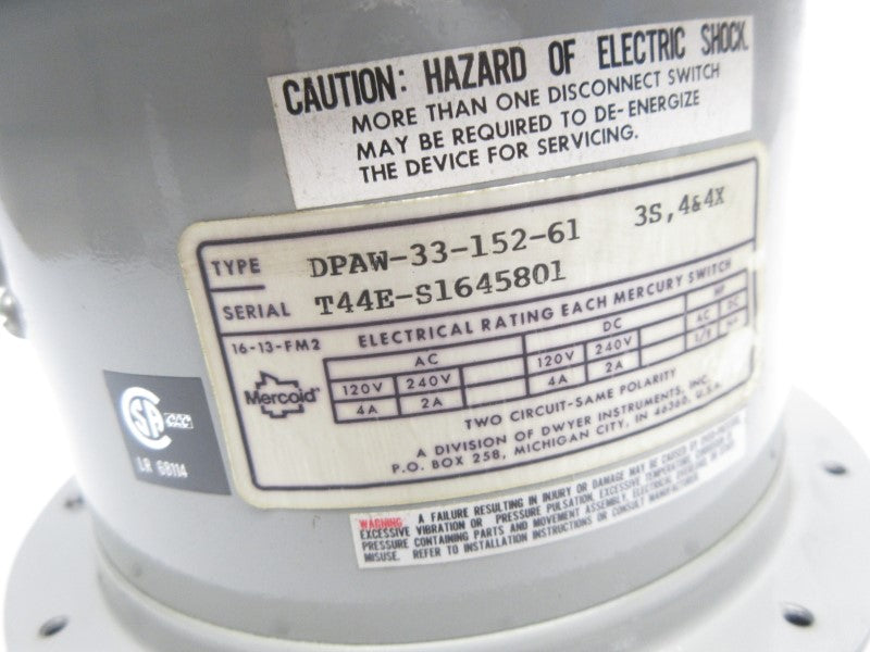 MERCOID DPAW-33-152-61 240VAC 2A NSNP