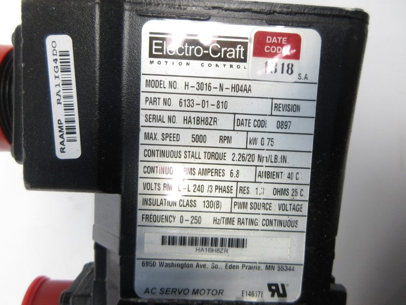 ELECTRO-CRAFT H-3016-N-H04AA 6133-01-810 6.8A NSNP