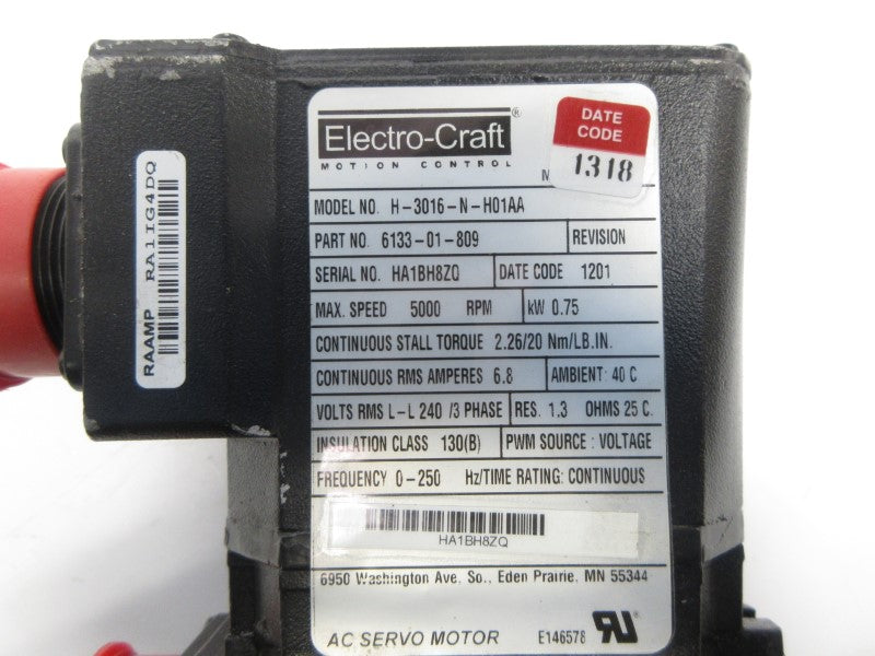 ELECTRO-CRAFT H-3016-N-H01AA 6133-01-809 6.8A NSNP