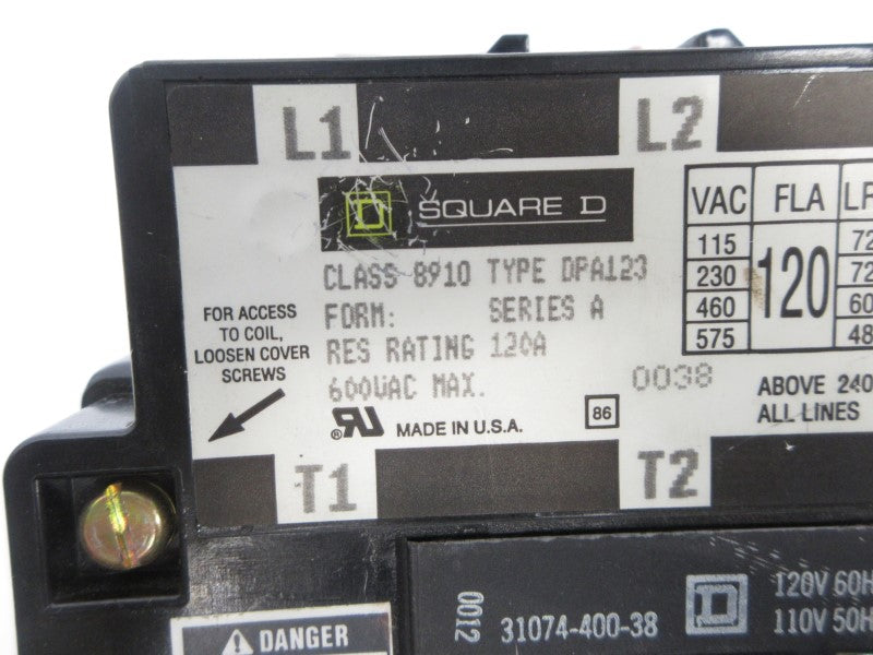 SQUARE D 8910DPA123 SER. A 110/120V 120A NSNP