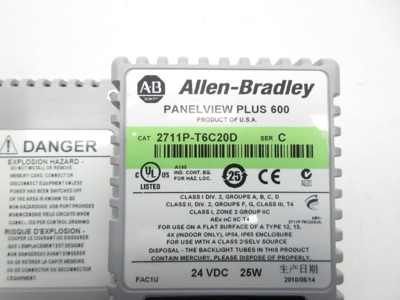ALLEN BRADLEY 2711P-T6C20D SER. C 24VDC NSNP