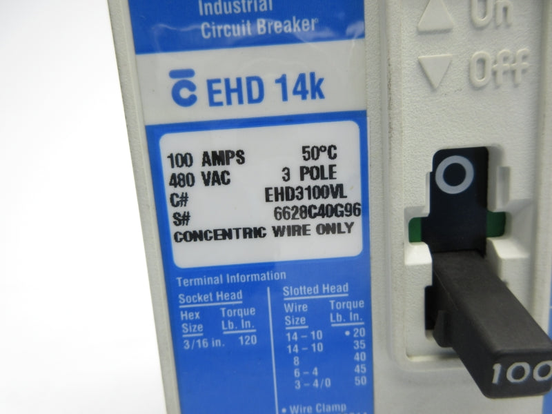 CUTLER HAMMER EHD3100VL 480VAC 100A NSNP