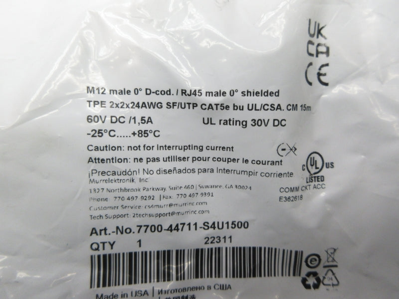 MURR ELEKTRONIK 7700-44711-S4U1500 60VDC 1.5A NSMP