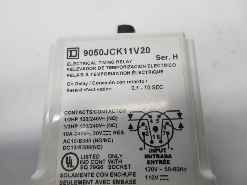 SQUARE D 9050JCK11V20 SER. H 120/240V 10A 0.1-10S NSNP