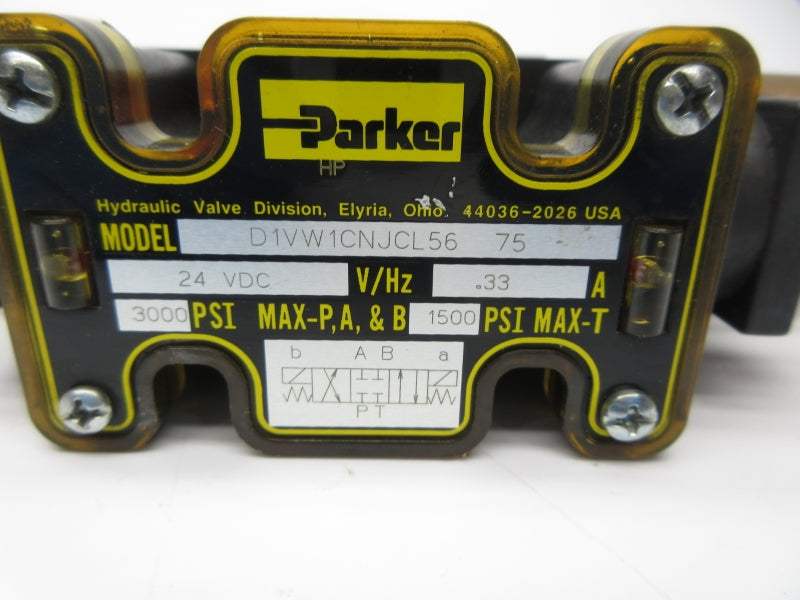 PARKER D1VW1CNJCL56 24VDC .33A 1500PSI NSNP