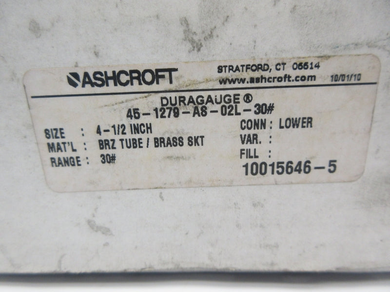 ASHCROFT 45-1279-AS-02L-30# 0-30PSI NSMP