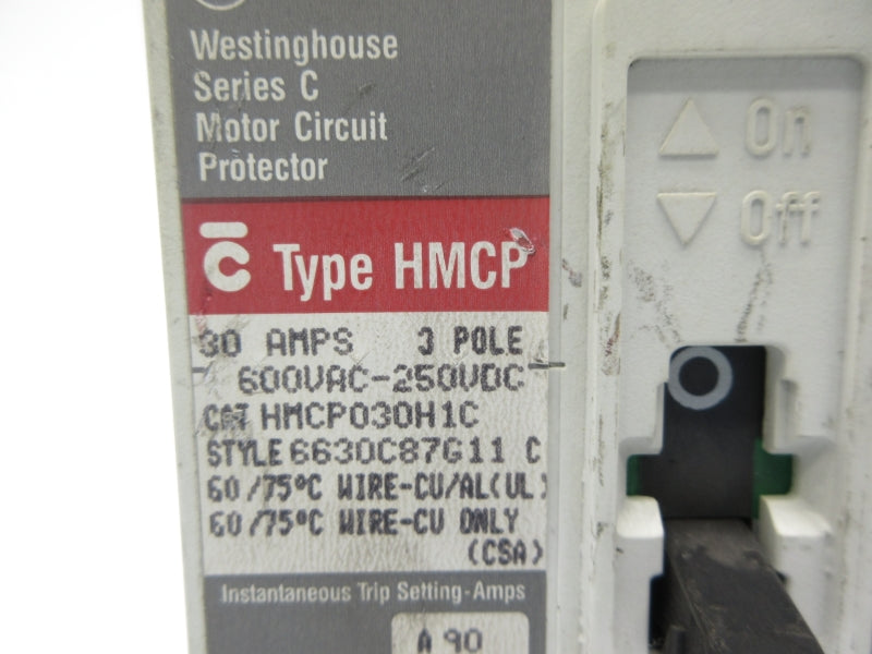 WESTINGHOUSE HMCP030H1C SER. C 600VAC 30A NSNP