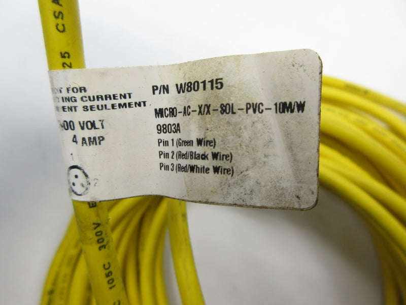 IFM EFECTOR W80115 MICRO-AC-X/X-SOL-PVC-10MVW 600V 4A NSNP