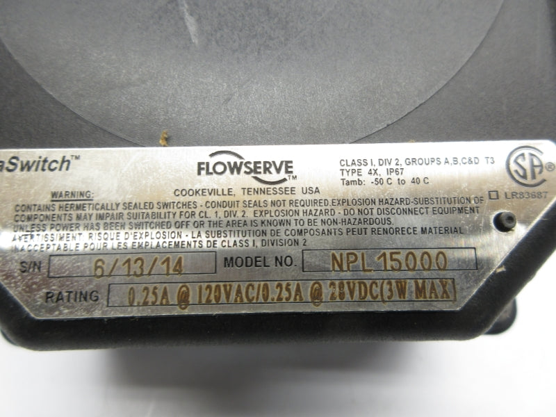 FLOWSERVE NPL15000 120VAC 0.25A (AS PICTURED) NSNP