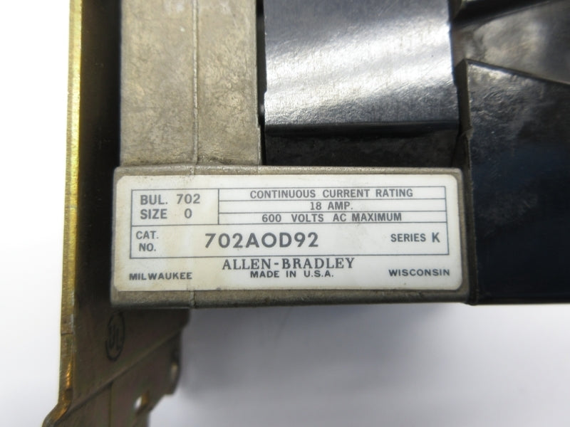 ALLEN BRADLEY 702AOD92 SER. K 110/120V 18A UNMP