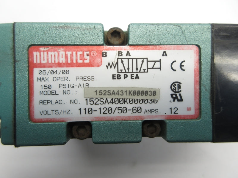 NUMATICS 152SA431K000030 110-120V .12A 150PSI NSNP