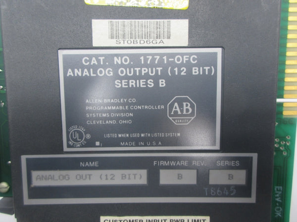 ALLEN BRADLEY 1771-OFC SER. B F/W B UNMP