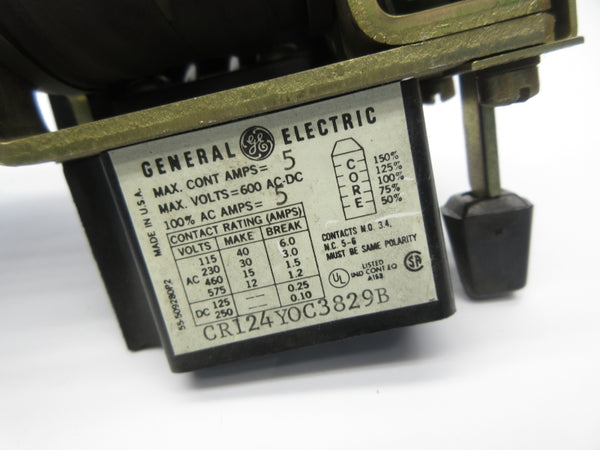 GENERAL ELECTRIC CR124YOC3829B 600VAC 5A NSNP